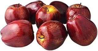 JEDFORE 8Pcs Simulation Artificial Lifelike Fake Dark Red Apple Red Delicious Apples Set Fake Fruit for Home House Kitchen Wedding Party Decoration Photography