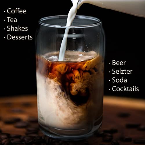 Mainstream Source® Can Shaped Drinking Glasses – 16 Oz Drinking Glasses And Perfect Beer Glasses, Soda Glasses Or Glass Tumblers, Set Of 6 Pint Glasses, 6 Cork Coasters, And Steel Bottle Opener #TOP5