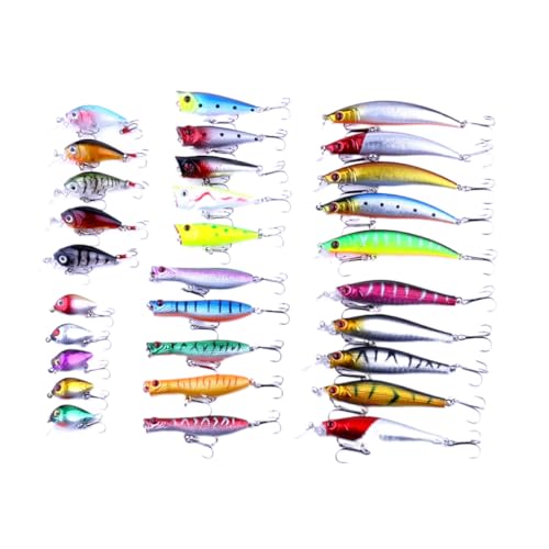 Leurres de pêche en métal Toyvian : lot de 30 appâts synthétiques 6 tailles