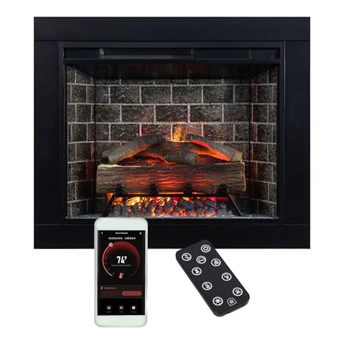Modern Ember Uptown 28" Smart Electric Fireplace Insert + Trim