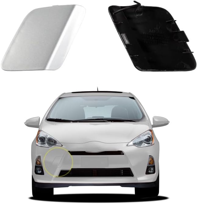 Car Front Bumper Tow Hook Cover Compatible with Toyota Prius C Aqua 2012 2013 2014 Trailer Cover Cap 52127-52941 52127-52540 Small Lid Towing Eye Cap Silver Right Passenger Side