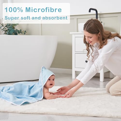 Image of Viviland Baby Towels and Baby Wash Cloths Set Hooded Baby Towels Baby Wipes Absorbent Bath Face Towels Burp Cloths or Face Towels for Girl Boy 6-Pack Size 28 x 28 Inch(Lion)