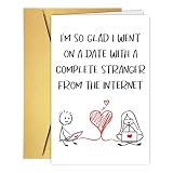 AOJFTNVS Funny Internet Stranger Online Dating Card for Boyfriend Girlfriend Husband Wife Partner, Funny Birthday Card for Wife Husband, Love You Wedding Anniversary Card for Her Him