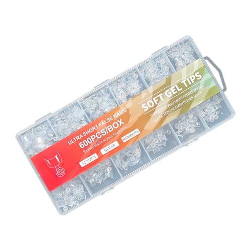 Paquete de 600 medias cubiertas cortas para uñas, uñas postizas, manicura, decoración artística para principiantes y uso profesional en salones de belleza