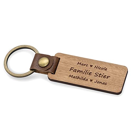 Personalisierter Schlüsselanhänger, Anhänger mit Schlüsselring, aus Holz mit individueller Gravur, Geschenk für Weihnachten, zum Geburtstag, Valentinstag uvm.