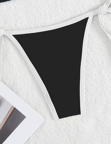 Image of Tainehs Women's Sexy Halter Thong Bikini Tie Two Sides Bottom Triangle Bikini Swimsuits