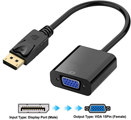 Image of Display Port DP Male to VGA Female Converter Cable Adapter, NOTE - It is not VGA to DP - Black