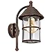 Produktbild EGLO Außen-Wandlampe San Telmo, 1 flammige Außenleuchte, Wandleuchte aus verzinktem Stahl, Aluguss und Glas mit Lufteinschlüssen, Farbe: Antik-Braun, Fassung: E27, IP23