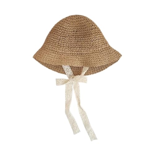 Sombrero de paja para bebé tipo pescador y gorra de encaje infantil