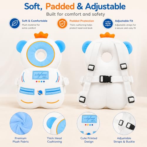 Image of Shark Doo Doo Baby Head Protector Cushion for 6-24 Months | Soft Plush Safety Backpack for Toddlers | Adjustable Straps, Anti-Fall Pillow for Infants (AstroBuddy)