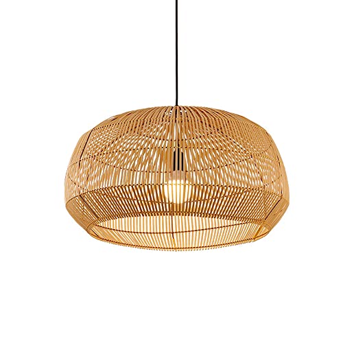 Lustre industriel en rotin creux rond pour salon moderne