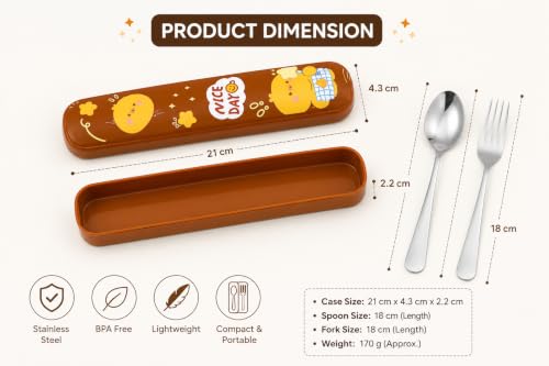 Image of Cutlery Set with Box for Dining | Stainless Steel Spoon, Fork | Reusable Tableware for Home, Kitchen, Office, Restaurant & Travel | Durable Mirror Finish Flatware