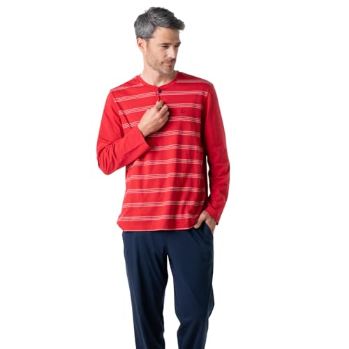 Pyjama long Eminence col T pour homme au style nautique elegant