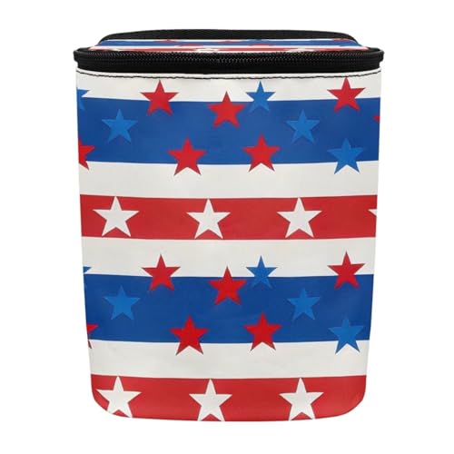 Image of Talayituse American Flag Star Print Car Trash Can with Lid, 4th of July Leak Proof Auto Trash Bag Hanging Vehicle Garbage Can Multipurpose Storage Container for Back Seat Road Trip