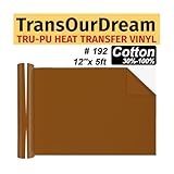 TransOurDream Matte Brown HTV Heat Transfer Vinyl Roll for All Cutter Machines - 12'' x 5ft PU Chocolate Iron on Vinyl for T-Shirts - Thin and Easy to Weed