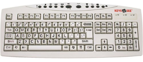 Keys-U-See Large Print English Wired USB Computer Keyboard - Ivory White Beige Keys with Large Black Letters (Renewed)