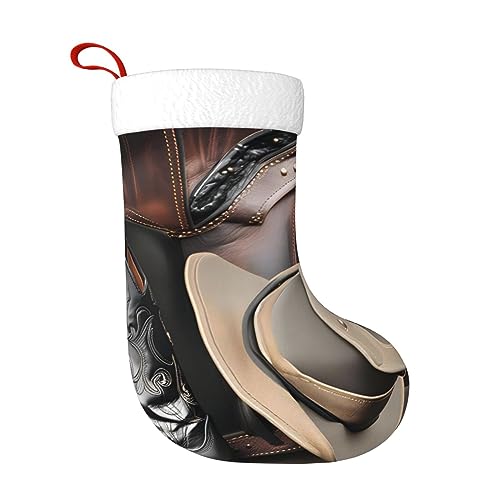 PEGQCVAM Botas vaqueras con sombrero negro occidental, medias de Navidad. Imprescindible para las familias navideñas, adecuadas para decoración navideña. Un ambiente cálido de vacaciones.