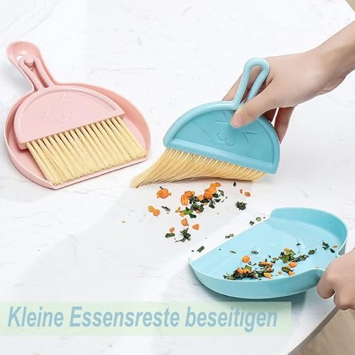 Tischbesen mit Schaufel, 2 Set Mini Handfeger Tischbesen Kehr Tragbare Schaufel, Camping Besen für Haus, Büro, Schule und Haustier Reinigung (1)