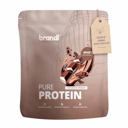 Pure Protein Whey in Pulver - 80% Eiweißpulver aus der EU - gut löslich für deinen Shake, Haferflocken oder Smoothie - Premium-Qualität ohne Sucralose, Acesulfam K & Aspartam - 1 kg Schoko mit Whey
