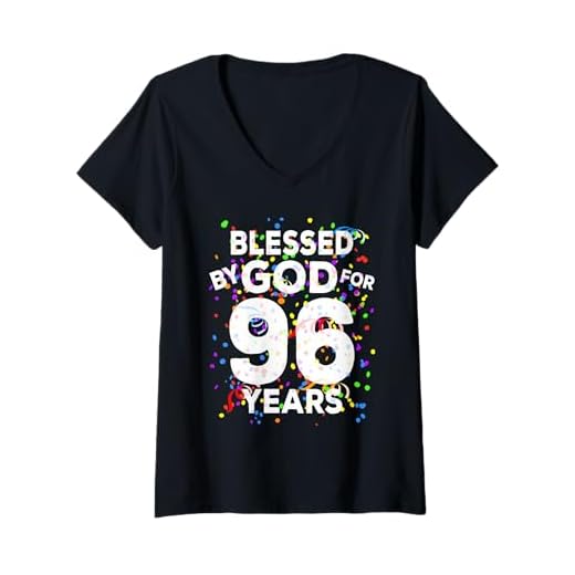 Mujer Blessed By God For 96 Years - Camisa de felicitación de cumpleaños 96 Camiseta Cuello V
