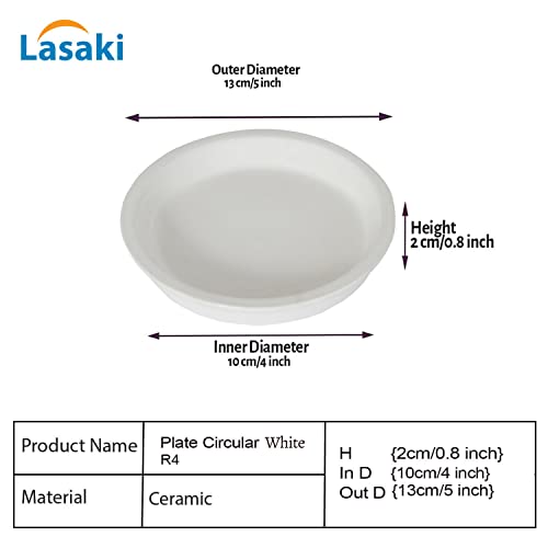 Image of Lasaki Round Ceramic Trays (Plates Saucers) for Pots, planters, Flower, Succulent(Set of 2,White,4 inch) R4(Plants not Included)