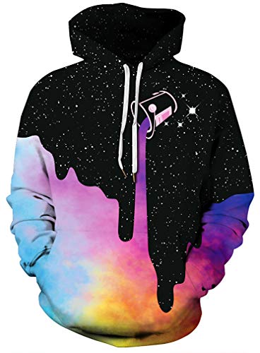 Unisex 3D Galaxy Printed Sweatshirt Women's Pullover Big Pockets Hooded Hoodies