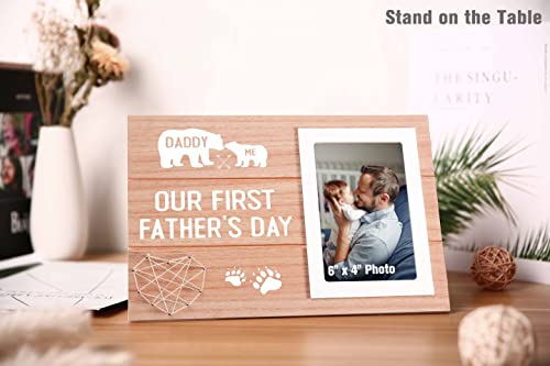 Sioial 2023 First Fathers Day Gift For Dad From Baby Daughter Son-Father's Day Frame For Bear Daddy-New Dad Gift-Bear Daddy Picture Photo Frame Gift-Our First Father's Day #TOP1