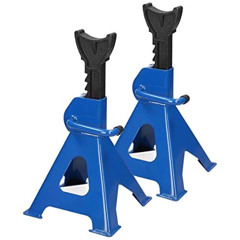 Axle Stand 3T Capacity Heavy Duty for Car Caravan Van Vehicle Stand Lifting Set of 2 Metal Steel Jack Stand Car Support Holding Stand Quick Release Ratchet Adjustment for Garage Workshop Usage, Blue Cover