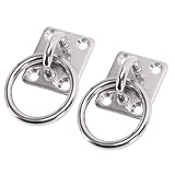 Wakects Placa de Ojo Cuadrada de Acero Inoxidable M5 con Anillo, Gancho Marino 304, 30x35mm para Aparejos de Yates y Accesorios para Barcos