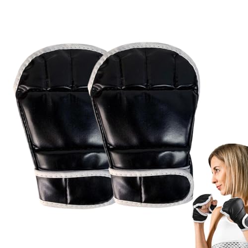 Guantes de kickboxing – Guantes de medio dedo | Guante de agarre de palma abierta | Protección acolchada para manos | Guantes de boxeo ajustables para hombres y mujeres, entrenamiento de boxeo,
