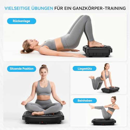 Werara Vibrationsplatte mit App-Steuerung, Fernbedienung & LED, 220kg Belastbarkeit, 199 Stufen Vibration Plate, Rüttelplatte Sport für Zuhause, 200W Motor, Bluetooth & Bänder, Fettverbrennung