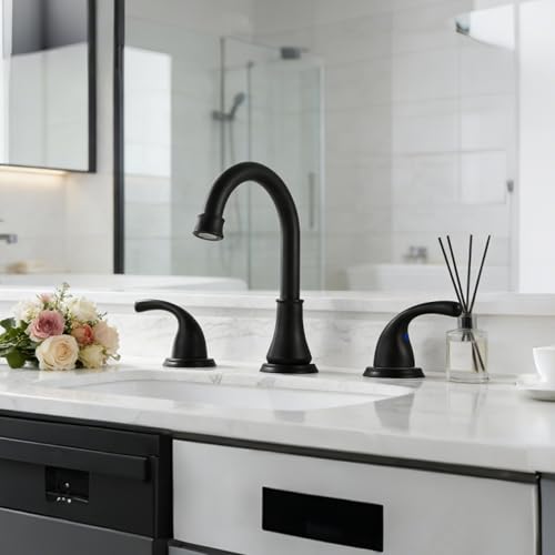 Bathroom Sink Faucet FRANSITON Centerset 8 Inch 2 Handle Bathroom Sink Faucet Lead-Free with Pop-up Drain Stopper and Supply Hoses by Fransiton - Used condition - Image 9
