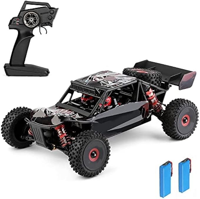 PRENDRE RC Cars 1/12 Scale 4WD Off-Road Monster Trucks with 75KM/H High Speed 2.4 GHz Remote-Controlled Electric All Terrain Vehicles with 2 Rechargeable Battery for Kids and Adults RTR
