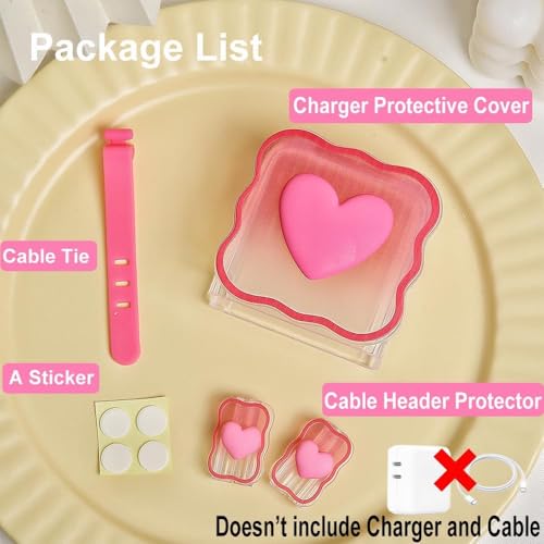 Image of FACTOTECH Case for MacBook & iPad Charger, 29w 30w 35w Charger Case, Travel Cord Organizer, Accessories (for Apple 29w 30w 35w Adapter)-Magenta Heart
