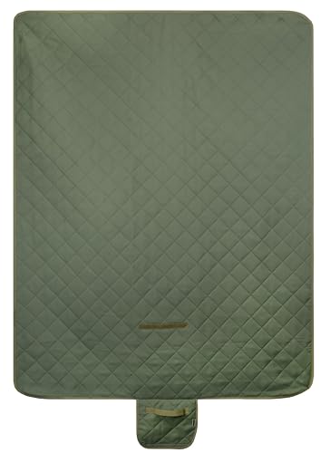 Brandsseller Manta de pícnic para exteriores, 140 x 180 cm, impermeable y resistente a la suciedad, con acolchado de espuma y diseño en relieve a cuadros, ideal para camping y parque, color verde