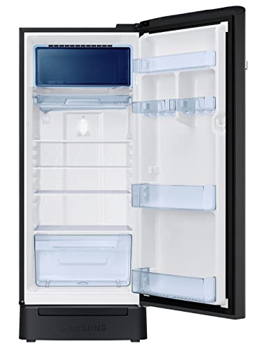 Image of Samsung 215L 3 Star Inverter Direct-Cool Single Door Digi-Touch Refrigerator Appliance (RR23C2F23BX /HL,Luxe Black) Base Stand Drawer