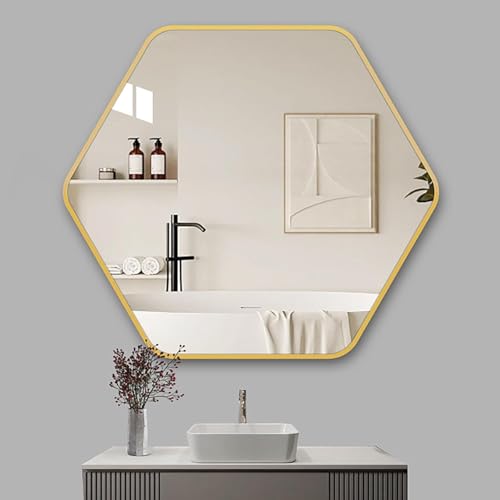 Miroir de courtoisie HD de 70 cm au design minimaliste doré luxe