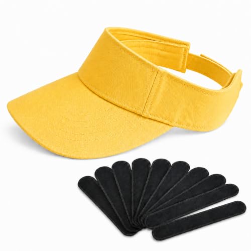 Image of Bzojbmei 1 Pack Sun Visor Hat Adjustable Baseball Cap for Women Men Washable Teens Golf Tennis Sports Outdoor Beach Camping Hiking Running Walking (Yellow)