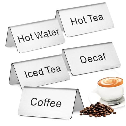 Hemobllo 5Pcs Table Signs for Coffee and Tea Easy to Read Beverage Labels Table Tent Signs for Food Service Space Saving Display for Buffets