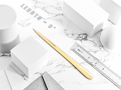 Musrod 9" Golden Metal Letter Opener With Minimalist Design, Safe Double Edge Blades, Anti-Fingerprint Long Handle, Mail Opener Paper Knife Tool Envelope Opener #TOP6