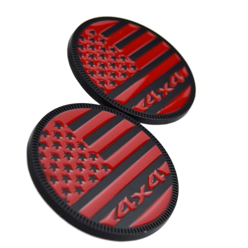 4x4 Off-Road Round Emblem Decal USA US Flag Badge for Jeep Wrangler Grand Cherokee Liberty Trail Rated Pickup Exterior Door Panel Fender Bumper Guard Trunk Tailgate Window Support US Military