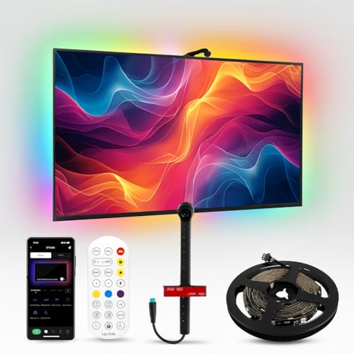 65-75 Inch Reactive TV Led Lights That Sync with TV Backlight Colors & Music for Immersive Viewing, Smart TV Screen Backlighting, HDMI Backlights Sync Box Compatible for Back Cinema Theatre Experience