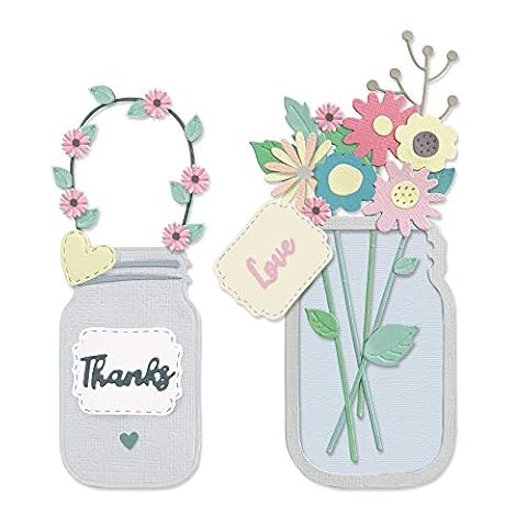 Sizzix Thinlits Die 665079 słoik z kwiatami autorstwa Lisa Jones, 17 sztuk, wielokolorowy, jeden rozmiar