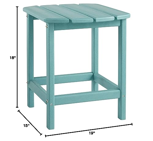 Signature Design By Ashley Sundown Treasure Outdoor Patio Hdpe Weather Resistant End Table, Blue #TOP2