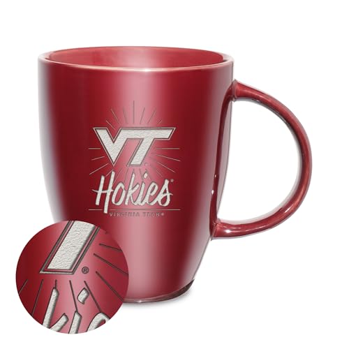 Rico Industries NCAA Virginia Tech Hokies Sunburst Maroon 18oz Laser Engraved Ceramic Lustre Mug