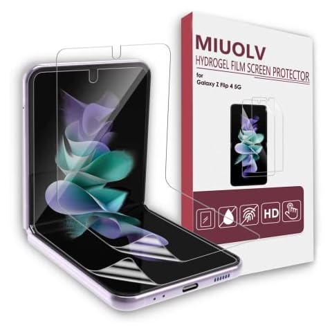 MIUOLV Galaxy Z Flip 4 Screen Protector 2 Pack, Hydrogel Film Screen Protector for Samsung Galaxy Z Flip 4, Soft EPU Screen Protector Full Covered, High Definition, Scratch Self Recovery, Bubble Free Cover
