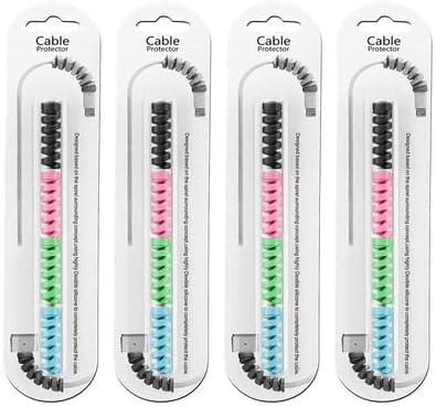 Spiral Cable Protector For HTC Desire P Q S SV U V VC VT X XC Z DROID DNA ERIS Droid Incredible 2 4G LTE EVO 3D CDMA Evo Design Shift View Exodus 1s First Flyer Wi-Fi Glacier Google Nexus One Gratia Cable Saver Charging Cord Protective Universal Earphones Cable Cover (4 Pieces -Set 1, Mix Colour, N-36)