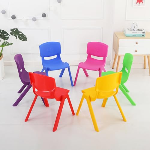 CHPOFLE 6Pcs Colorful Stackable School Chairs, Plastic Kids School Chair for Toddlers Stack Chairs with 11'' Seat Height Kids Flexible Seating for School Classroom Daycare Indoor Outdoor
