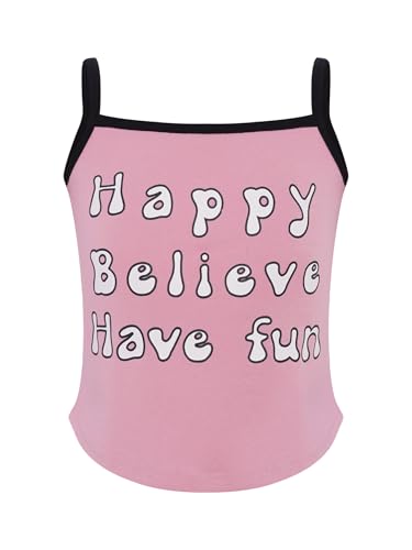 Kids Girls Letter Print Tank Top Sleeveless Spaghetti Strap Vest Stretch Undershirts Crewneck Summer Tee Shirts3