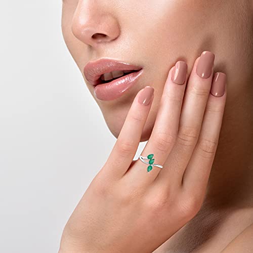 La Soula 925 Sterling Silver Emerald Ring For Girls | Emerald Gemstone May Birthstone Ring Jewelry | (Available In Ring Size (Us) 5 To 10) |(Size : 6) #TOP3